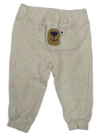 Béžové žebrované tepláky s medvědem C&A