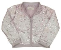 Světlerůžovo-lila flitrová podšitá bunda H&M