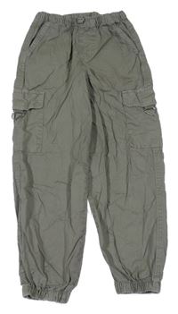 Khaki plátenné cargo cuff nohavice George
