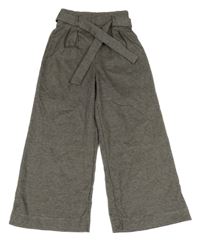 Černo-šedé vzorované culottes kalhoty s páskem Mango
