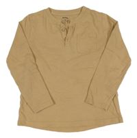 Hnedé tričko s vreckom a gombíkmi H&M