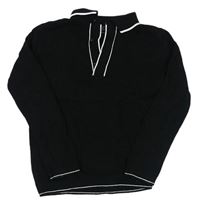 Čierny ľahký vzorovaný sveter s golierikom Next