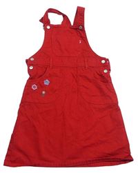 Červené rifľové na traké šaty s vreckami