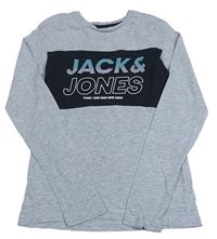 Sivo-čierne tričko s logom Jack&Jones