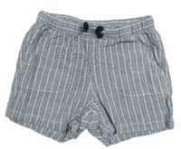 Modro-biele pruhované plátenné kraťasy H&M