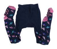 Tmavomodro-ružové pančuchy so slonmi Jojo Maman Bébé