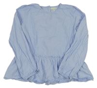 Modro-biela pruhovaná blúzka s volánikom Vertbaudet