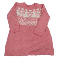 Ružovo-biele vzorované svetrové šaty zn. Matalan