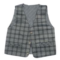 Šedo-černá kostkovaná společenská vesta 