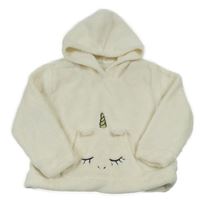 Smotanová plyšová mikina s jednorožcom a kapucňou H&M