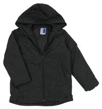 Černá šusťáková zateplená bunda s logem a kapucí Jack & Jones