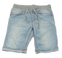 Světlemodré riflové kraťasy s šedým úpletovým pasem 