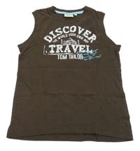 Tmavohnedé tielko s nápisom Tom Tailor