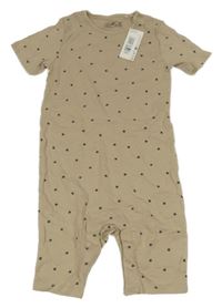 Nové - béžový pyžamový kraťasový overal s hvězdičkami M&S