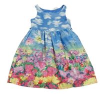 Modro-farebné kvetované silonové šaty H&M