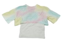 Nové - Farebné batikované crop tričko s všitým bílým topem River Island
