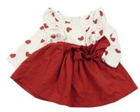 Bielo-červené šaty so srdiečkami a volánikmi