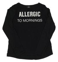 Čierne tričko s bielým nápisom Page one young