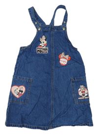 Modré na traké rifľové šaty s Minnie a vreckami Primark