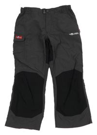 Tmavošedo-černé šusťákové crop outdoorové kalhoty Troll Kids