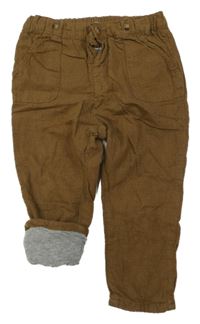 Hnědé plátěné podšité kalhoty H&M