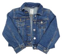Tmavomodrá crop rifľová bunda s vreckami Denim Co.