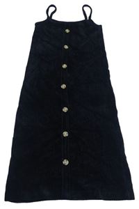 Čierne rebrované zamatové šaty s gombíkmi Denim Co.