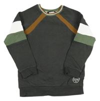 Antracitovo-bílo-zeleno-hnědá mikina George