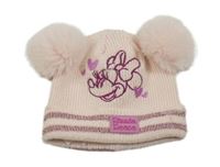 Světlerůžová čepice s Minnie a bambulemi Primark