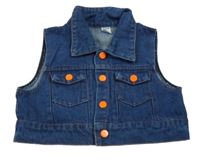 Tmavomodrá rifľová crop vesta Shein