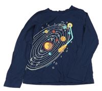 Tmavomodré tričko so slunečnou soustavou