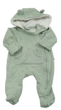 Světlezelená tepláková zateplená kombinéza s kapucí 