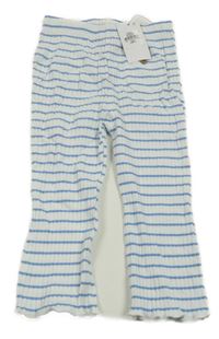 Nové - Modro-bílé pruhované žebrované flare legíny Primark