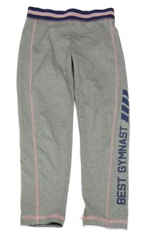 Sivo-modro-ružové športové legíny s nápisom