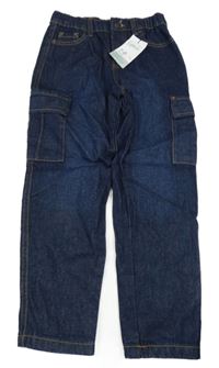 Nové - Tmavomodré cargo slim rifle Primark