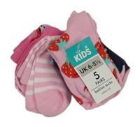 Nové - 5set - 5x Růžovo-modré ponožky s obrázky Matalan