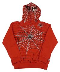 Červeno-čierno-biela mikina s pavučinou a kapucí - Spiderman