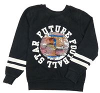 Černá mikina s míčem z flitrů H&M