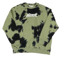 Zeleno-čierna batikovaná mikina s nápisom H&M