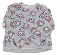 Sivá plyšová mikina s jednorožcami H&M