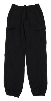 Černé šusťákové cuff cargo kalhoty 
