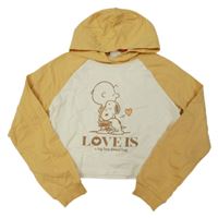 Bielo-horčicová crop mikina so Snoopym a kapucňou LC Waikiki