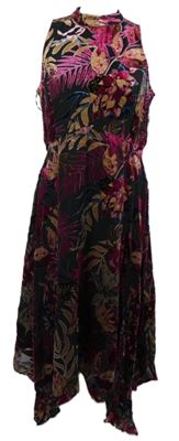 Dámské černo-purpurovo-béžové květované šaty s leopardy Monsoon