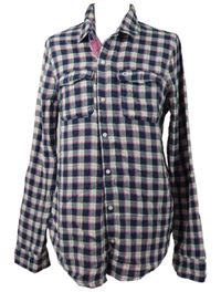 Nové - Dámská tmavomodro-růžová kostkovaná halenka 