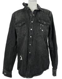 Pánská černá riflová bunda s prošoupáním Primark 