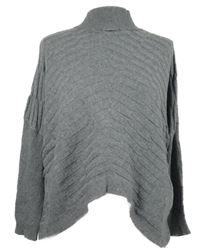 Dámský šedý žebrovaný volný svetr se stojáčkem Cameo Rose 