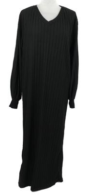 Dámské černé žebrované dlouhé šaty Shein 