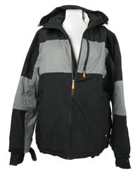 Nové - Pánská černo-šedá šusťáková lyžařská bunda s kapucí Crane 