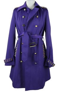 Dámský fialový šusťákový kabát s cvočky a páskem Melrose 