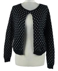 Dámský černý puntíkovaný propínací crop svetr 